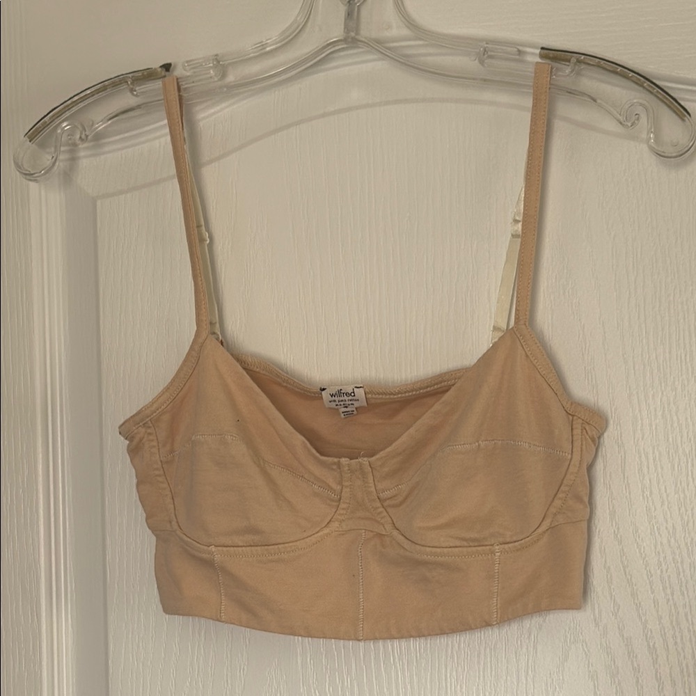 Wilfred Nude/Tan Cropped Bustier Bandeau Top Medium
